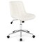 White Teddy Fleece Armless Office Chair with 5 Smooth Rolling Wheels and Metal Base